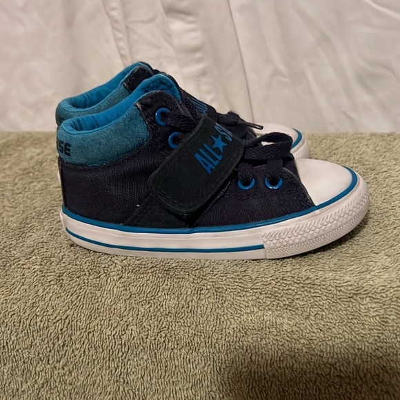 Converse All Star Blue Hi Top LaceUp Shoes Big Ligo Infant Sz 7 - Picture 3 of 9